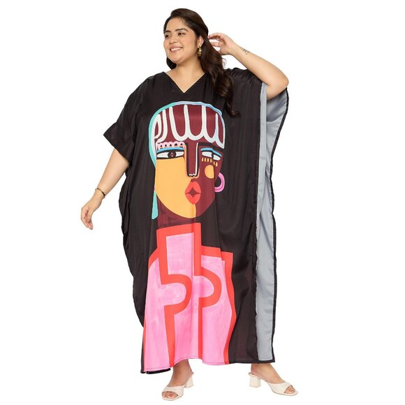 Gypsie Blu Lady Tribal Printed Women Caftan Maxi Dress Summer Kimono for Party - Picture 1 of 7